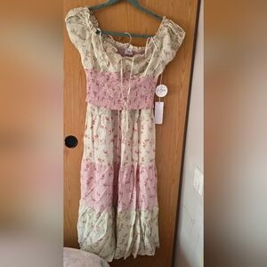 Sienna Sky Floral Casual Skirt in Pink and Cream